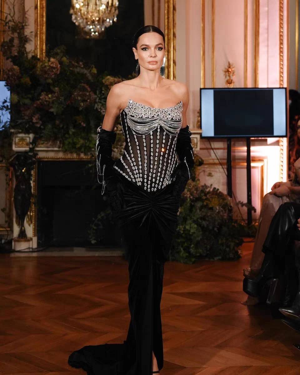 Luxury Crystal Velvet Dress