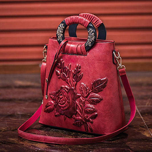 Floral Print Ring Handle Shoulder Bag
